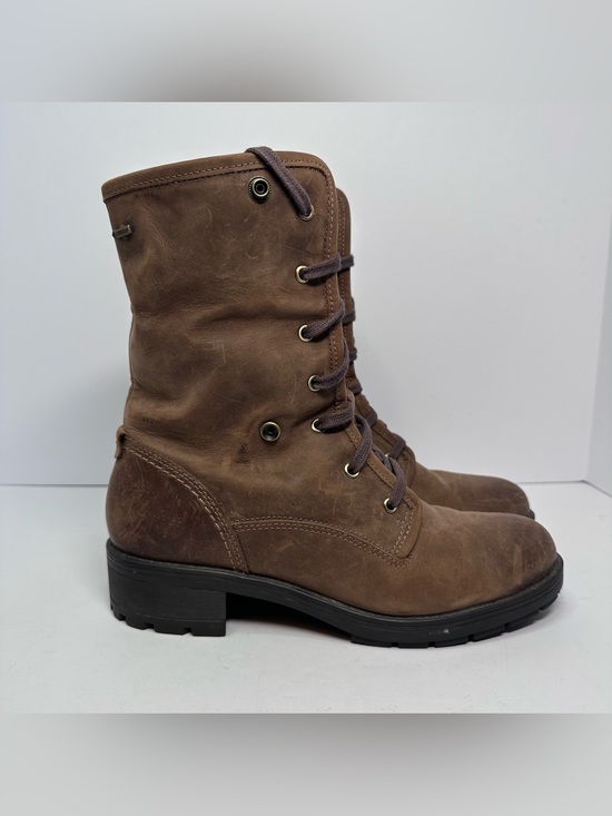 Clarks Shoes - Clarks Womens Reunite Up Fold Over Gore-Tex Lace Up Brown Leather Boots Size 8.5